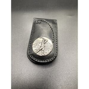Brighton Black Leather Men's Golf Logo Billfold Money Clip